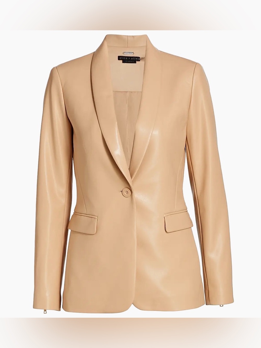 Alice + Olivia Beige Leather Single-Button Blazer (NWT)